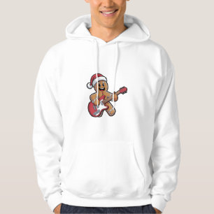 Gingerbread Man Speelt Gitaar Elektrisch Kerstfees Hoodie