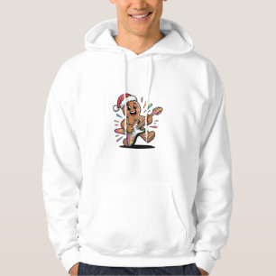 Gingerbread Man speelt gitaar elektrische kerstman Hoodie
