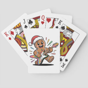Gingerbread Man Speelt Gitaar Elektrische Kerstman Pokerkaarten