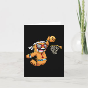 Gingerbread Man Spelen Basketbal Kerstmis Kerstmis Kaart