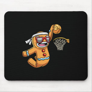 Gingerbread Man Spelen Basketbal Kerstmis Kerstmis Muismat