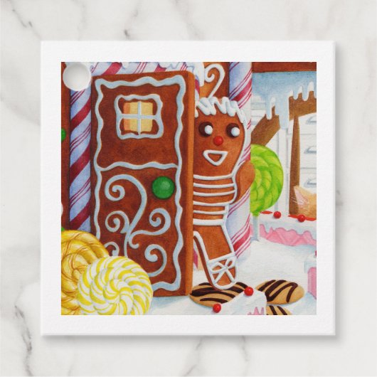 GINGERBREAD MAN Square Gift Labels (Voorkant)