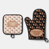 Gingerbread Man, Star & Candy Cane Cookie Pattern Ovenwant & Pannenlap Set (Voorkant)