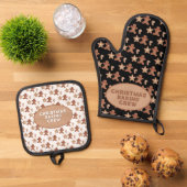 Gingerbread Man, Star & Candy Cane Cookie Pattern Ovenwant & Pannenlap Set (Top down)