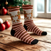 Gingerbread Man Stripes Custom Holiday Sokken
