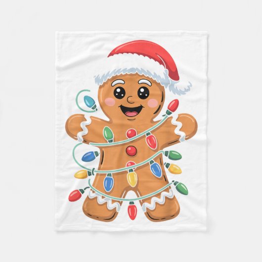 Gingerbread Man Tangled Christmas Lights  Fleece Deken (Voorkant)