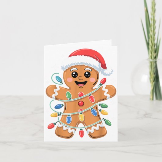Gingerbread Man Tangled Christmas Lights  Kaart (Voorkant)