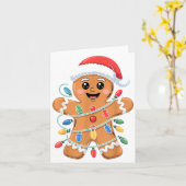 Gingerbread Man Tangled Christmas Lights  Kaart (Gele Bloem)