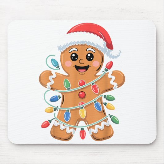 Gingerbread Man Tangled Christmas Lights  Muismat (Voorkant)