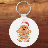 Gingerbread Man Tangled Christmas Lights  Sleutelhanger (Voorkant)