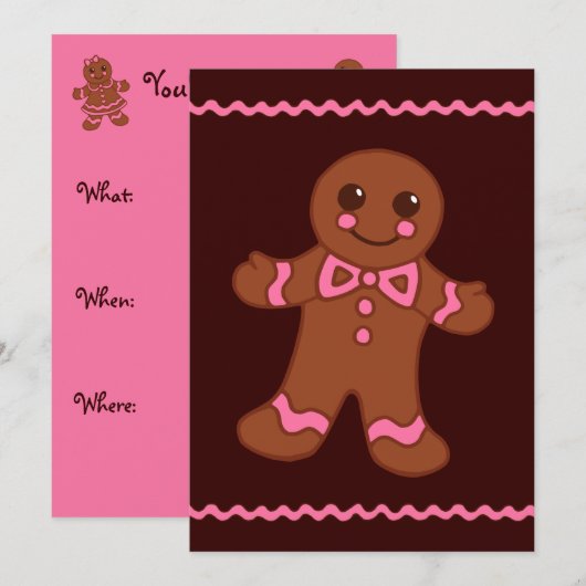 Gingerbread Man Uitnodigingen (Voorkant / Achterkant)