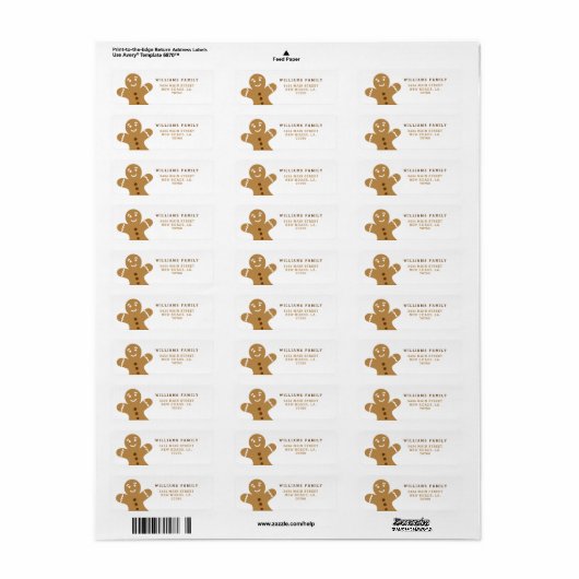 Gingerbread Man Verzendlabels Etiket (Full Sheet)