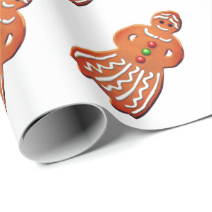 Gingerbread man vrouw koekje oma cadeaupapier