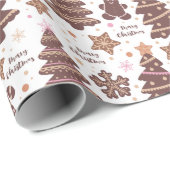 Gingerbread Mannen Kerstbomen Vrolijk Kerstfeest Cadeaupapier (Rol Hoek)