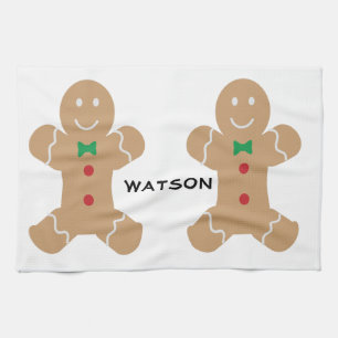 Gingerbread Mannen met een naam Theedoek