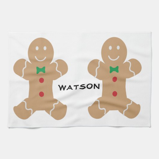 Gingerbread Mannen met een naam Theedoek (Horizontaal)