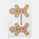 Gingerbread Mannen met een naam Theedoek (Verticaal)