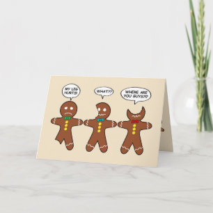Gingerbread Mannen Mijn been doet pijn Personalise Feestdagen Kaart
