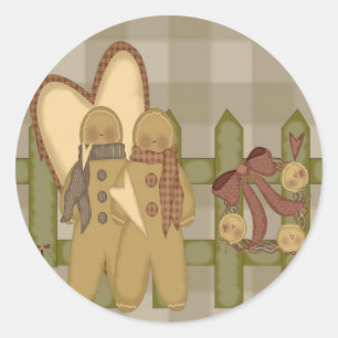 Gingerbread Mannen Rusty Wire Wreath Fence Ronde Sticker