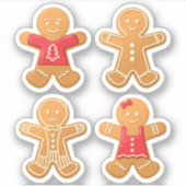 Gingerbread Mannen Versierd Sticker (Voorkant)