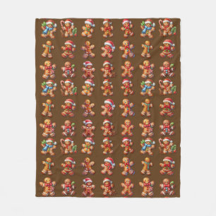 Gingerbread Mannen voor Kerstmis op Rich Dark Brow Fleece Deken