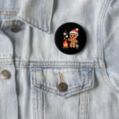 Gingerbread Marshmallow Roaster Camng Christmas  Ronde Button 5,7 Cm (In situ)