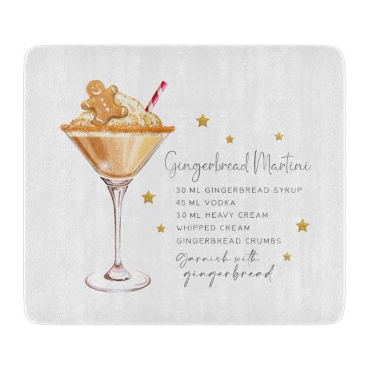 Gingerbread Martini Recept Wit Kerstmis Elegant Snijplank (Voorkant)