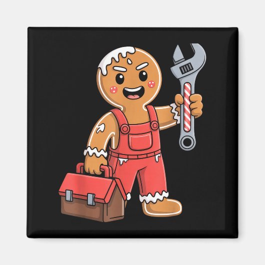 Gingerbread Mechanic Handyman Fixer Worker Christm Magneet (Voorkant)