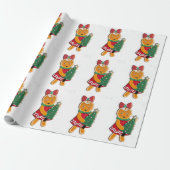 Gingerbread Meisje met kerstboom Cadeaupapier (Uitgerold)