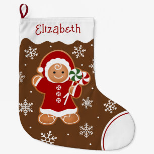 Gingerbread meisje met pepermuntlolly's grote kerstsok