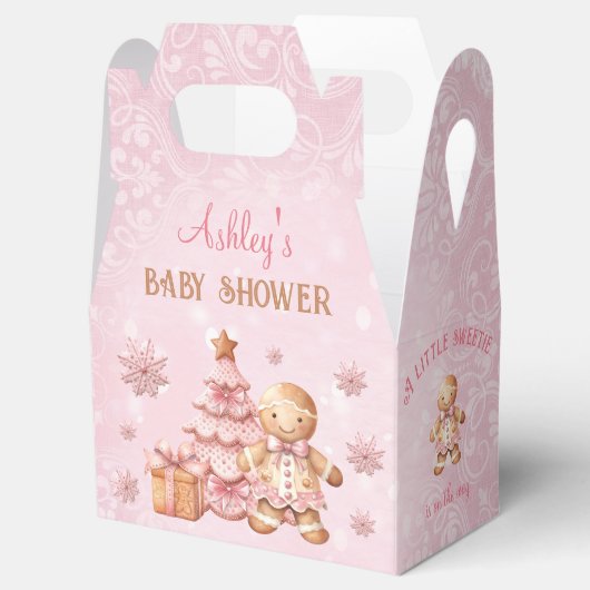 Gingerbread Meisje Roze Kerst Baby shower Gable Bedankdoosjes (Geopend)