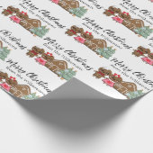Gingerbread Mensen Vrolijk Kerstmis Custom Name Cadeaupapier (Hoek)