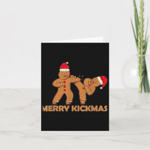 Gingerbread Merry Kickmas Funny Karate Santa Famil Kaart