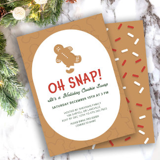 Gingerbread "Oh Snap!" Holiday Cookie Swap Kaart