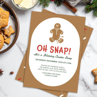 Gingerbread "Oh Snap!" Kerst Koekjes Uitwisselen Kaart