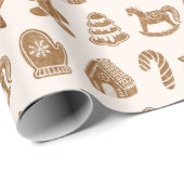 Gingerbread op de roze achtergrond. cadeaupapier (Rol Hoek)