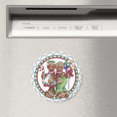 Gingerbread Paar Lollipop Candy Cane Magnet Magneet (Insitu (Vaatwasser))
