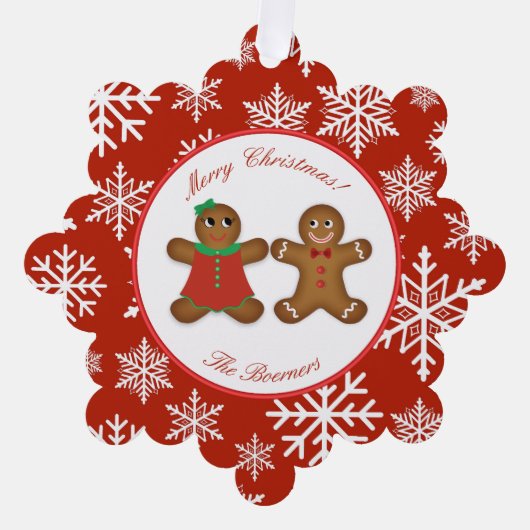 Gingerbread Paar Ornament Kerstmis Kaart (Voorkant)