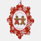 Gingerbread Paar Ornament Kerstmis Kaart (Links)