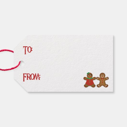 Gingerbread Paar Seizoenen Groeten Cadeaulabel (Achterkant Horizontaal)