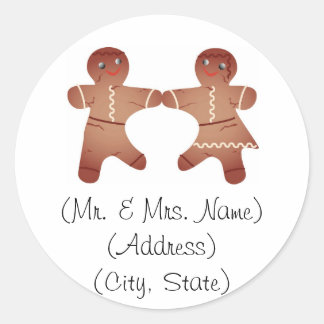 Gingerbread Paar Vakantie Adresetiketten Ronde Sticker