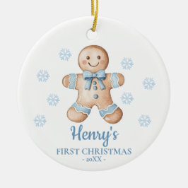 Gingerbread Personalized Baby's First Christmas Keramisch Ornament