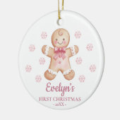 Gingerbread Personalized Girl's First Christmas Keramisch Ornament (Links)
