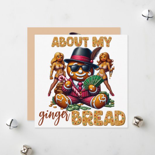 Gingerbread Pimp Funny Urban Christmas Kaart (Voorkant / Achterkant in situ)