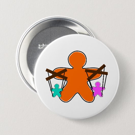 Gingerbread Puppet Master Controlling Characters Ronde Button 7,6 Cm (Voorkant /achterkant)