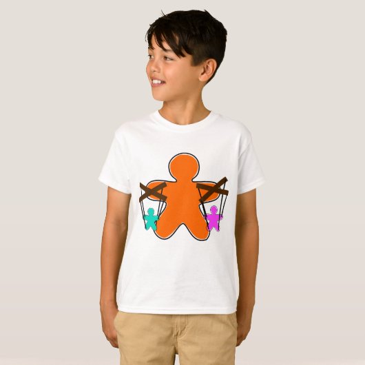 Gingerbread Puppet Master Controlling Characters T-shirt (Voorkant volledig)