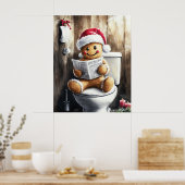 Gingerbread Reading on the Toilet Funny Christmas Poster (Keuken)