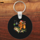 Gingerbread Riding B Fish Christmas Fishing Xmas P Sleutelhanger (Voorkant)
