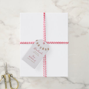 Gingerbread Rood Handgemaakt Met Liefde Cadeaulabel