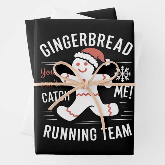 Gingerbread Running Team Christmas Humor Inpakpapier Vel (In situ)